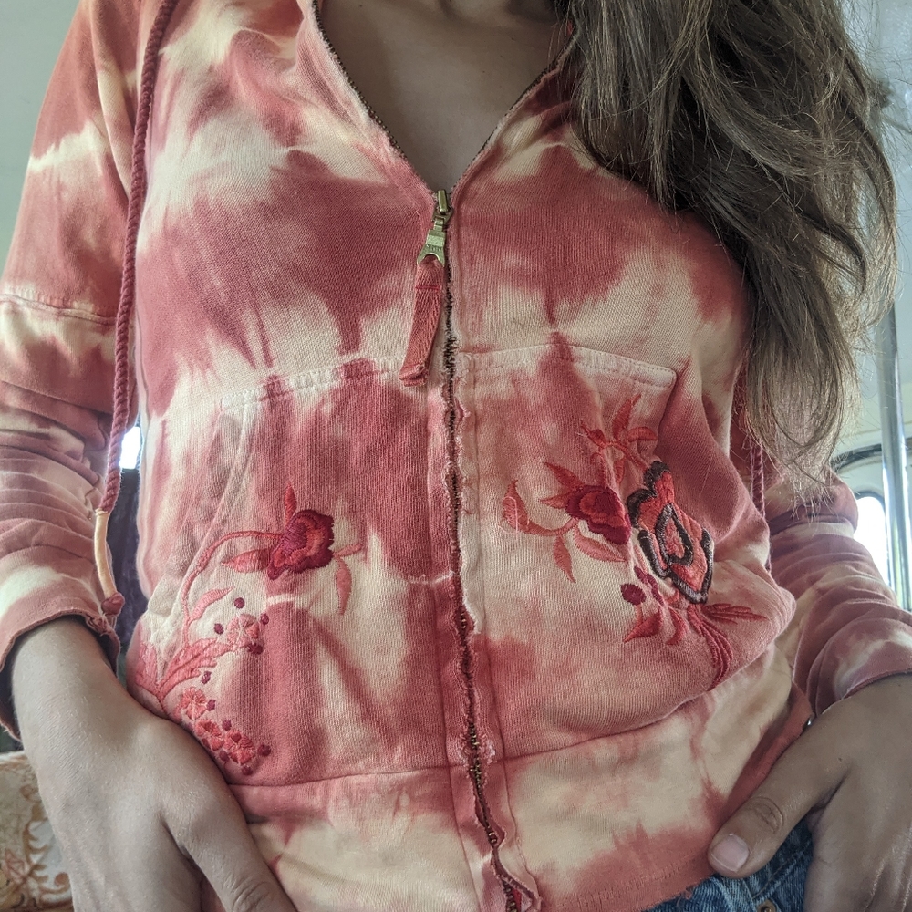 Free People tie-dye embroidered sweatshirt